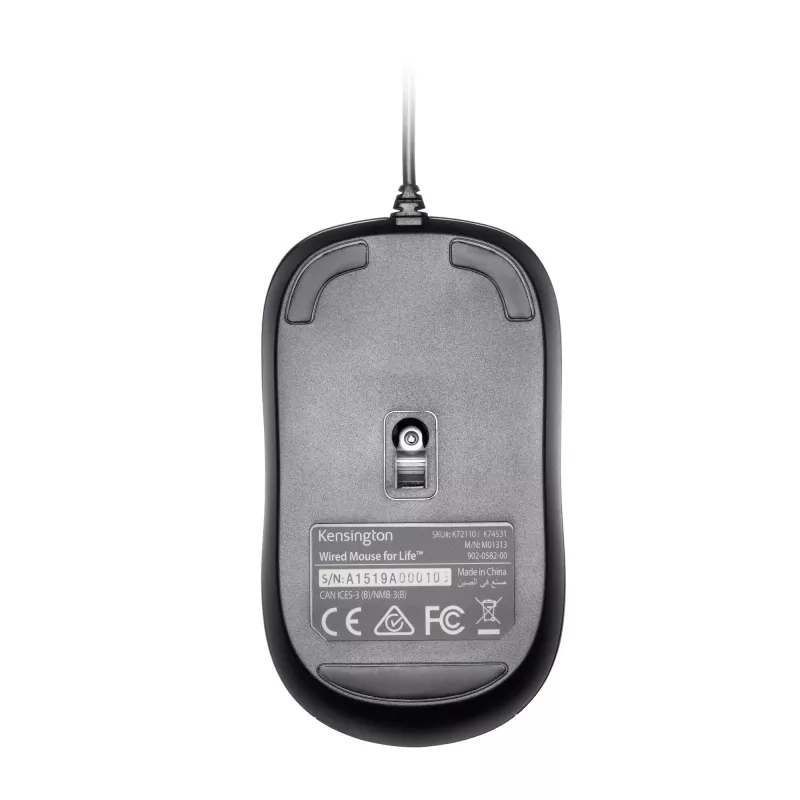 Kensington Wired ValuMouse, dubbelhandig, optisch, USB Type-A, 1000 DPI, zwart