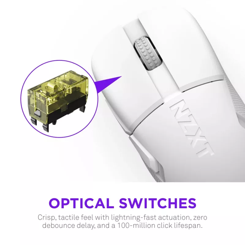 NZXT Lift Elite Draadloze Gaming-muis Wit