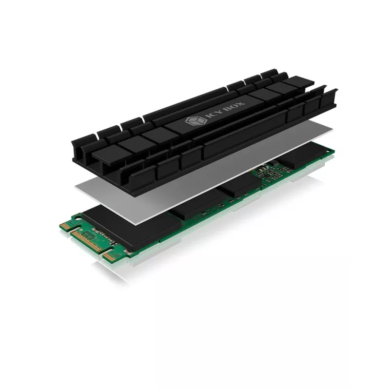 ICY BOX IB-M2HS-701 M.2 2280 SSD koelblok, passief, aluminium, PC/PS5, zwart