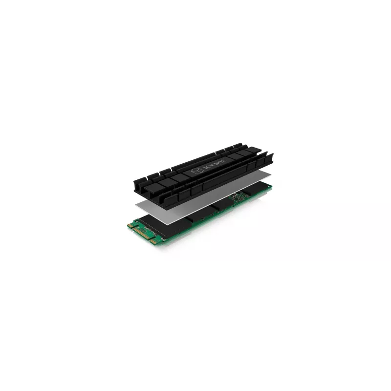 ICY BOX IB-M2HS-701 M.2 2280 SSD koelblok, passief, aluminium, PC/PS5, zwart