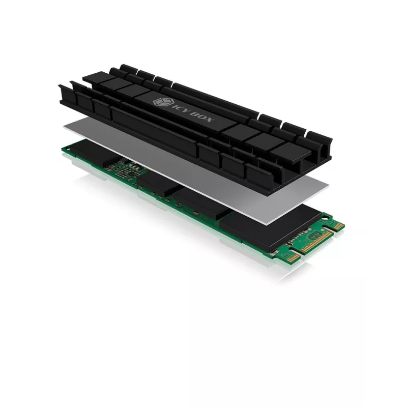 ICY BOX IB-M2HS-701 M.2 2280 SSD koelblok, passief, aluminium, PC/PS5, zwart