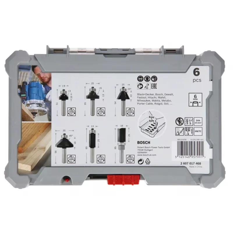 Bosch frezenset, 6-delig, 6 mm schacht