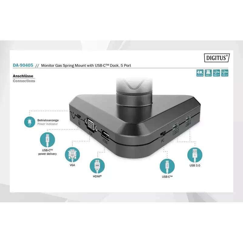 Monitorhouder Digitus DA-90405 met dockingstation