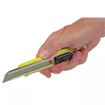 STANLEY FATMAX 0-10-421 afbreekmes, 18 mm, gegoten metalen behuizing, schuifvergrendeling, mesgeleider van roestvrij staal, riemclip, geel