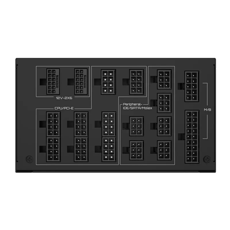 Voeding GIGABYTE UD1600PM PG5 1600W, 80 PLUS Platinum, 92% efficiëntie, 20+4-pins ATX, 120 mm ventilator, zwart
