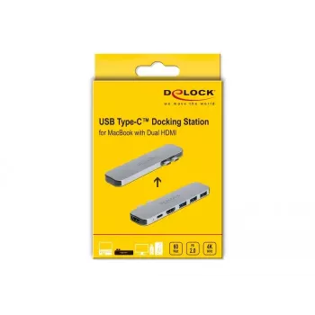 Dockingstation DeLOCK dockingstation voor MacBook dual HDMI 4K PD hub