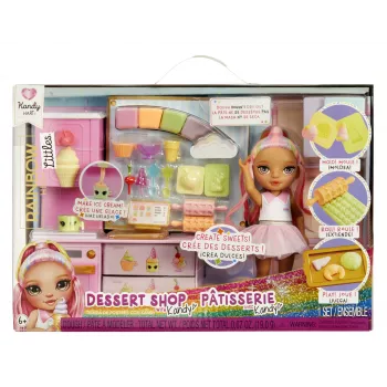 Rainbow High Little Dessert Shop met Kandy speelset, modepop, vrouwelijk, 4 jaar, 140 mm, meerkleurig