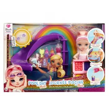 Rainbow High Little Pool Day with Blush Playset, modepop, vrouwelijk, 4 jaar, 140 mm, veelkleurig