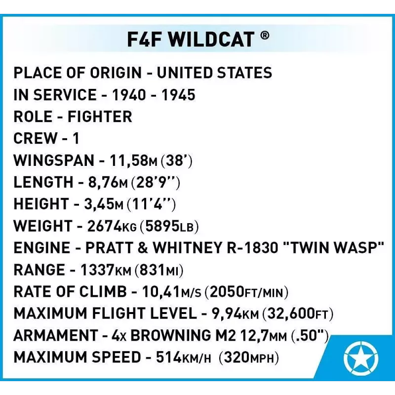 Bouwstenen COBI F4F Wildcat Northrop Grumman 375 onderdelen