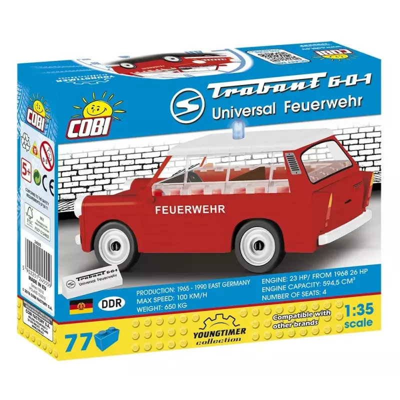 Bouwset Cobi Trabant 601 Universal Brandweer Set Model 24555, Klemmbaustein-bouwpakket