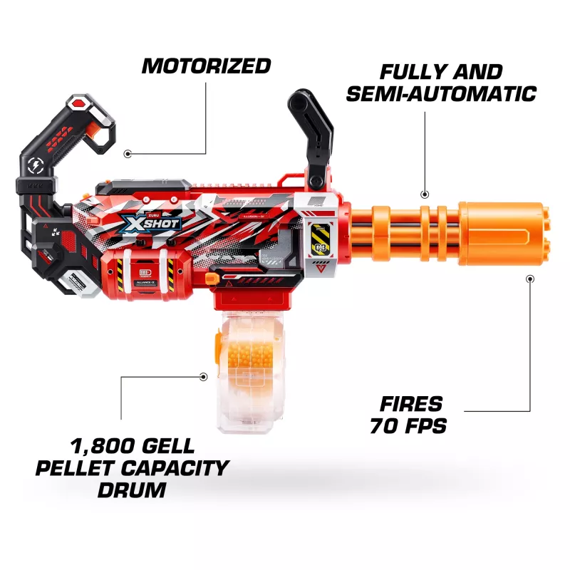 Gel Blaster Zuru XSHOT Hyper Gel Gatling Blaster – gemotoriseerde speelgoedblaster met roterende loop