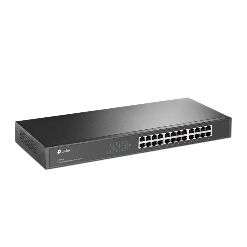 TP-Link 24-poorts 10/100Mbps rackmount netwerkswitch, unmanaged, Fast Ethernet (10/100), full-duplex, rackmontage, 1U