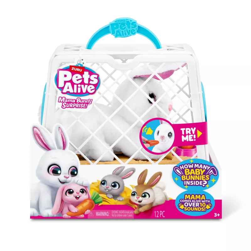 Knuffel Zuru Mama Bunny & Baby Surprise, interactief knuffelduo, assorti