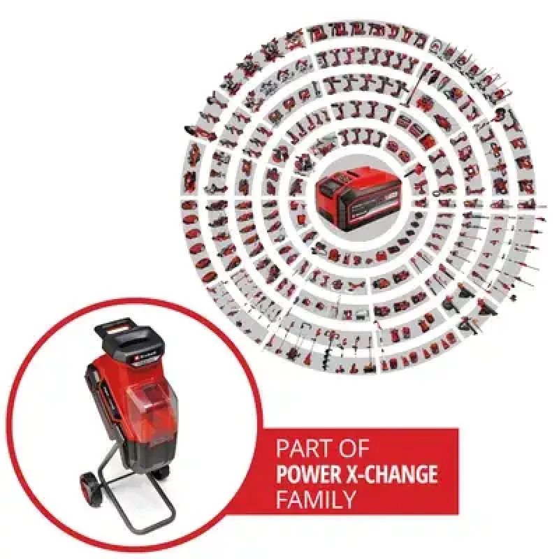 Einhell REDAXXO 36/25 accu-messenhakselaar voor de tuin, 36 V (2x18 V), max. takdikte 25 mm, solo zonder accu en lader, rood/zwart