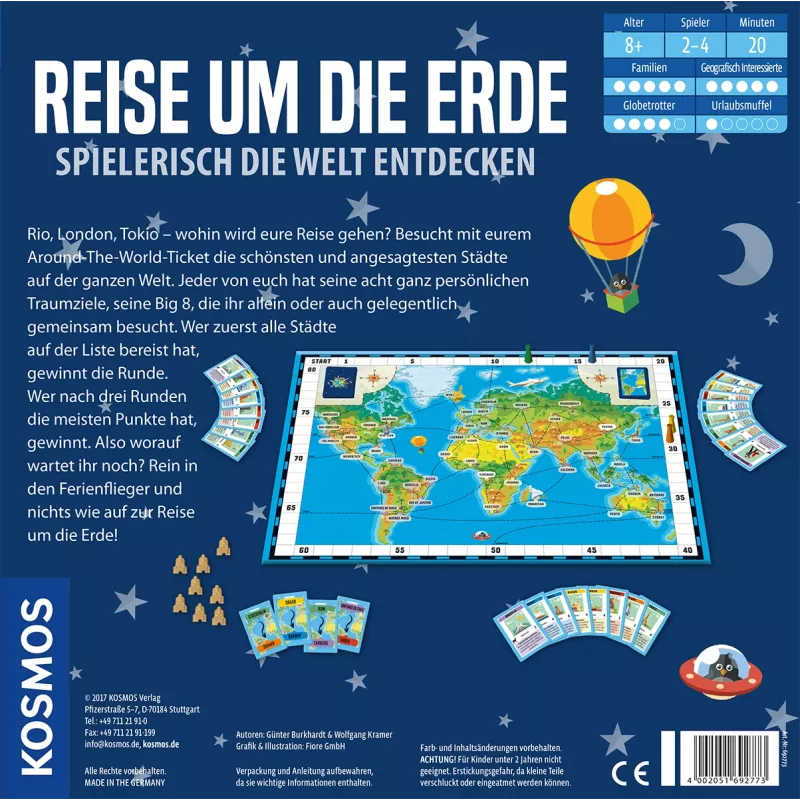 Kosmos Reis om de aarde spelenderwijs de wereld ontdekken bordspel reis-/avonturenspel
