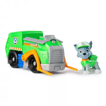PAW Patrol, Rockys recycling-vrachtwagen, speelgoedauto met verzamelbare actiefiguur, duurzaam speelgoed voor jongens en meisjes vanaf 3 jaar