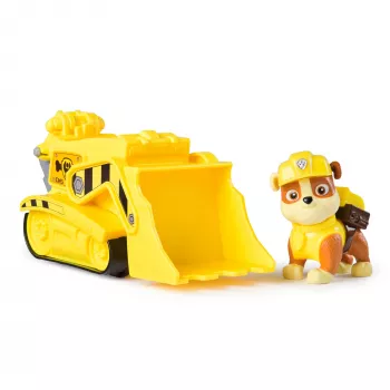PAW Patrol, Rubbles Bulldozer speelgoedtruck met verzamelfiguur, duurzaam bewust kinderspeelgoed voor jongens & meisjes vanaf 3 jaar