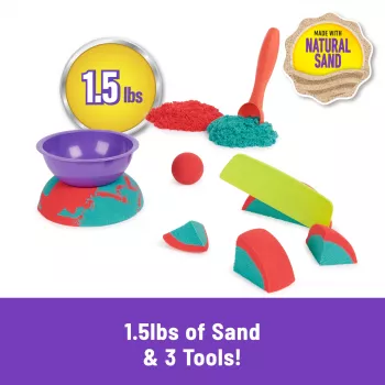 Kinetische zandset voor kinderen Spinmaster Mold n’ Flow 1,5 lb rood & turquoise met 3 gereedschappen (vanaf 3 jaar)