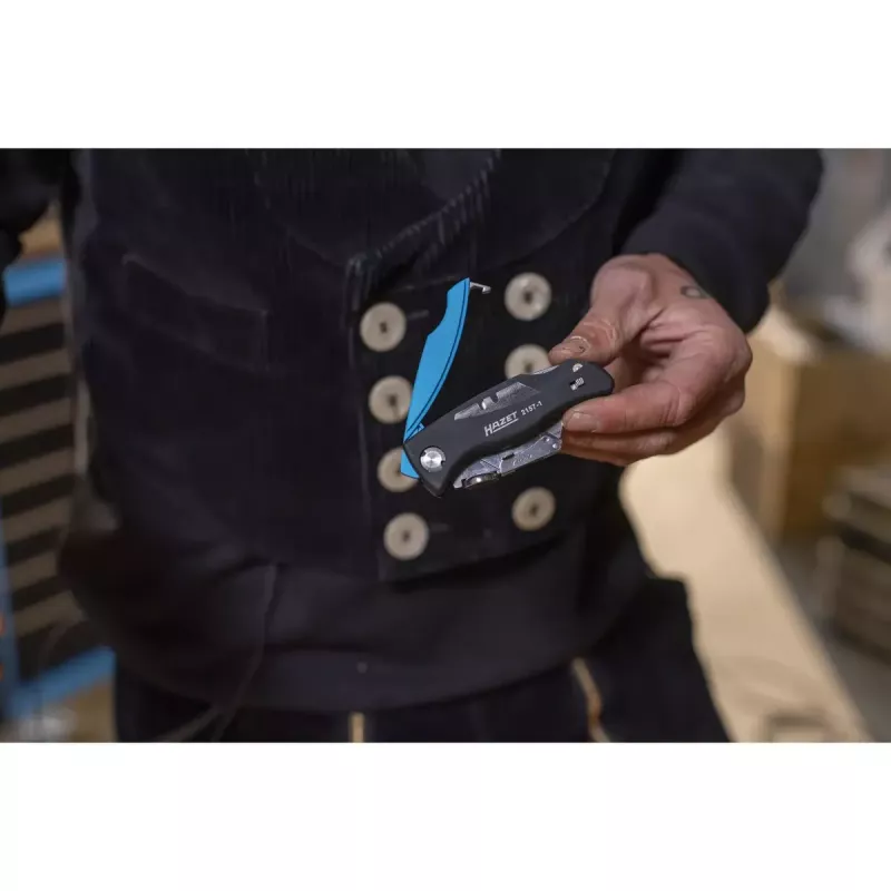 Klapmes met vergrendeling HAZET 2157-1 zwart blauw