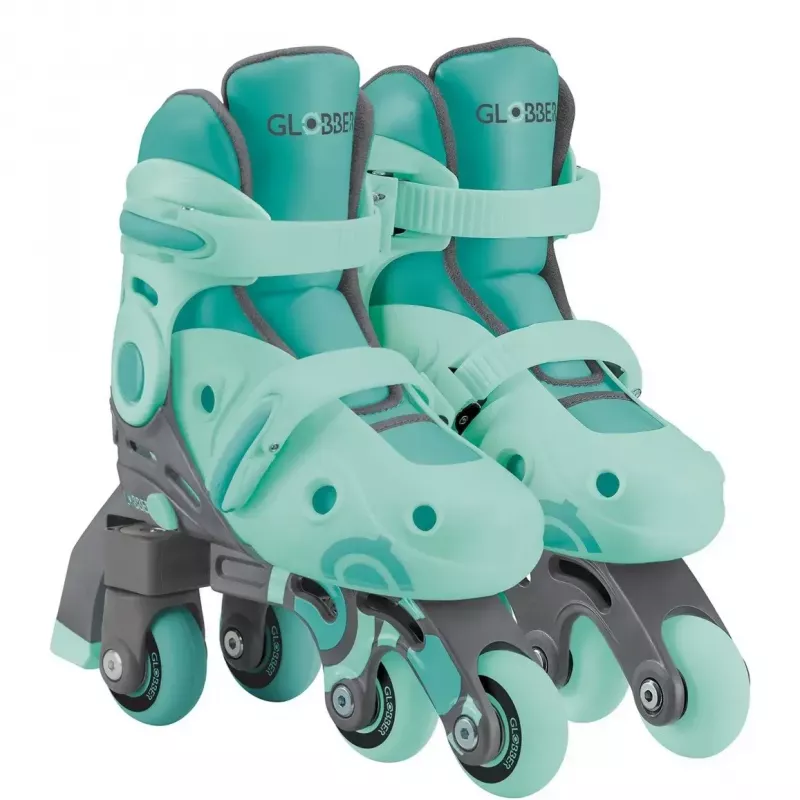 Schaatsen GLOBBER Learning Skates 2 in 1 maat 26–29 mint — verstelbare leerschaatsen voor kinderen