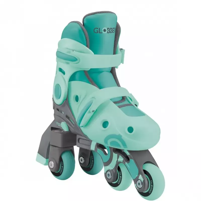 Schaatsen GLOBBER Learning Skates 2 in 1 maat 26–29 mint — verstelbare leerschaatsen voor kinderen
