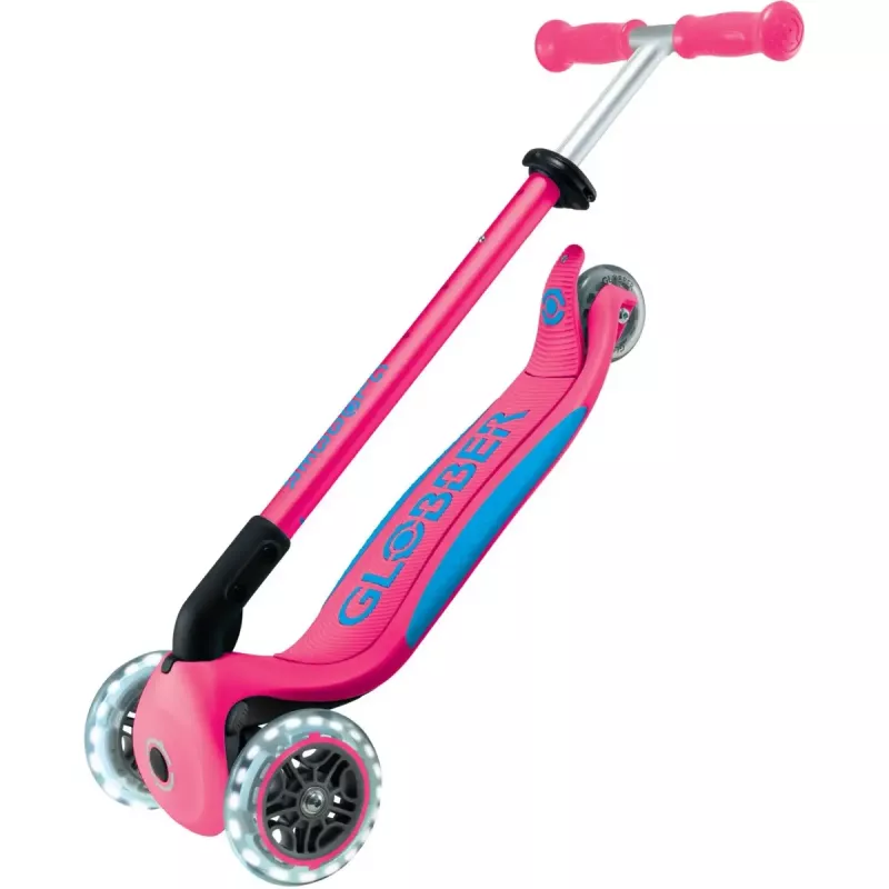 Compacte scooter GLOBBER Primo Foldable Plus Lights - roze/lichtblauw