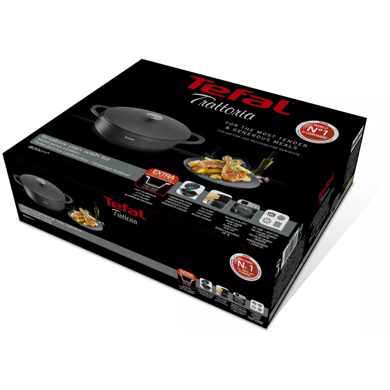 Braadpan Tefal Trattoria E2187274 rond zwart aluminium 28 cm