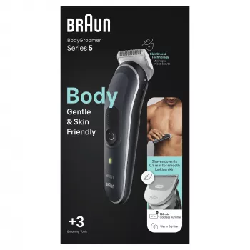 Braun BodyGroomer bodygroomer 5 BG5340, met SkinShield-technologie en 2 opzetstukken