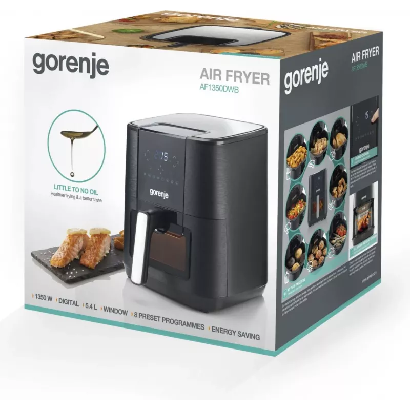 Gorenje AF1350DWB enkel 5,4 L losstaand apparaat 1350 W heteluchtfriteuse zwart
