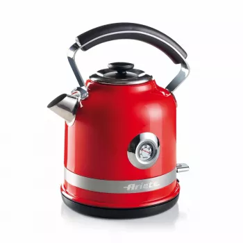 Ariete 2854 Moderna waterkoker, 2000 W, 1,7 l inhoud, 360° draadloos, automatisch uitschakelsysteem, uitneembaar filter, zichtbaar waterniveau, thermometer, rood