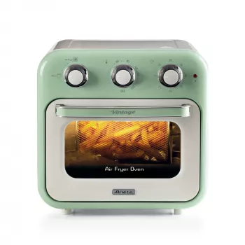 Ariete 4632 heteluchtfriteuse en oven Vintage, 1400W, 2in1, inhoud 16L, accessoires inbegrepen, timer 60 minuten, dubbelglas, groen