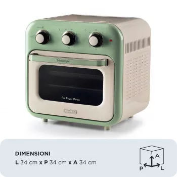 Ariete 4632 heteluchtfriteuse en oven Vintage, 1400W, 2in1, inhoud 16L, accessoires inbegrepen, timer 60 minuten, dubbelglas, groen