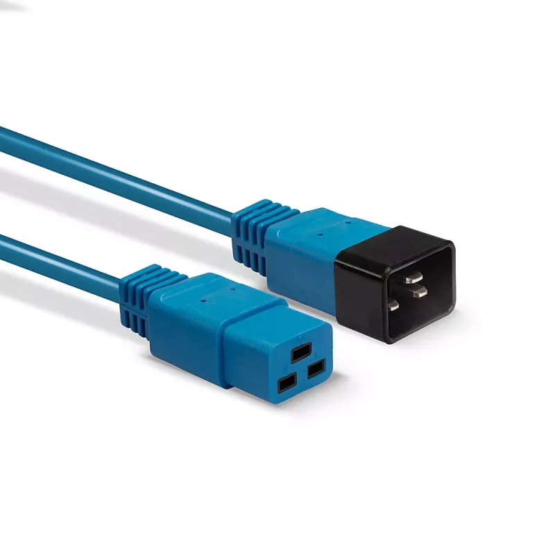 Lindy 2m IEC C19 naar C20 verlengkabel, blauw, 2 m, C19-koppeling, C20-stekker, 250 V, 16 A