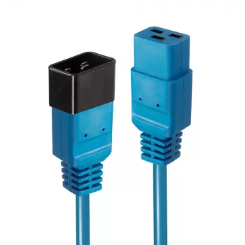 Lindy 1m IEC C19 naar C20 verlengkabel, blauw, 1 m, C19-koppeling, C20-koppeling, 250 V, 16 A