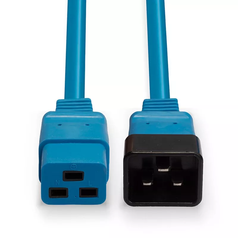 Lindy 30120 IEC 60320 C19 naar C20 stroomverlengkabel, 1 m, 16 A, gegoten, blauw