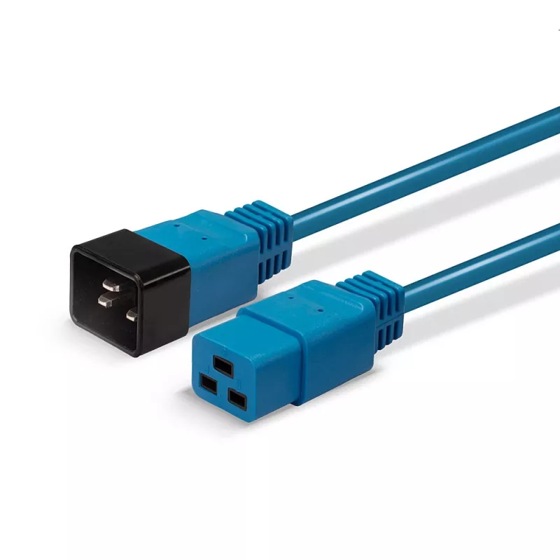 Lindy 30120 IEC 60320 C19 naar C20 stroomverlengkabel, 1 m, 16 A, gegoten, blauw