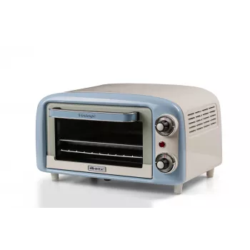Ariete 3919 elektrische oven Vintage, 800 W, 10 l inhoud, dubbelglas, retro, blauw