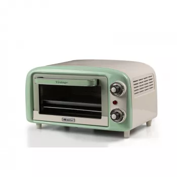 Ariete 3919 elektrische mini-oven Vintage, 800 W, 10 L inhoud, dubbelglas, retro, groen