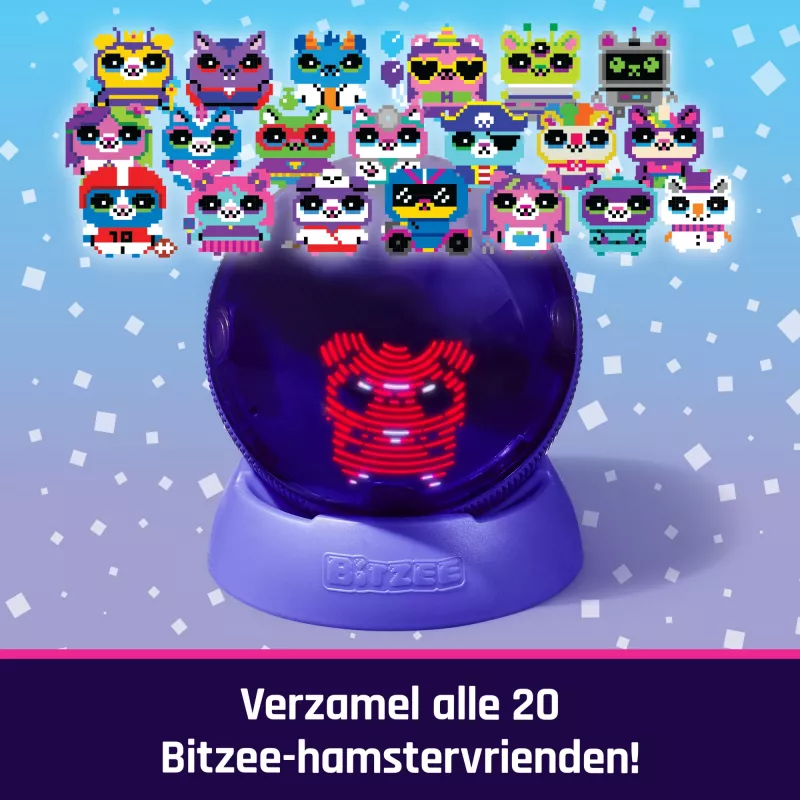 Interactief hamsterbal speelgoed Spinmaster Bitzee met meer dan 20 digitale hamsters, rolt en reageert op aanraking, AA-batterij, meerkleurig