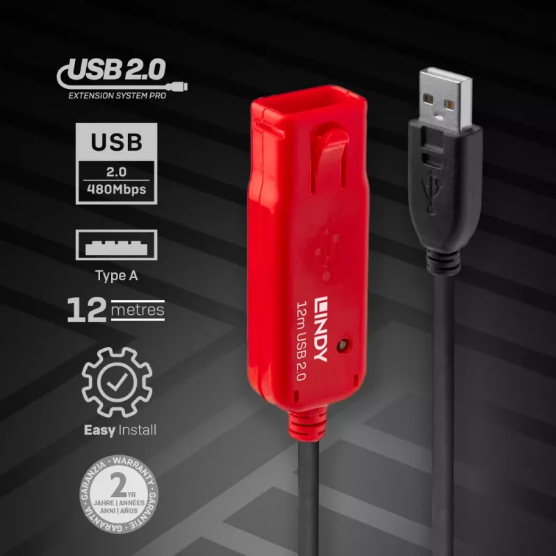 Lindy 12m USB 2.0 Active Extension Pro Hub