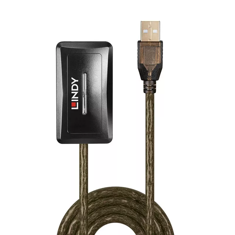 Lindy 10m USB 2.0 actieve verlengingshub, USB 2.0, USB 2.0, 480 Mbit/s, grijs, 28/24, 10 m