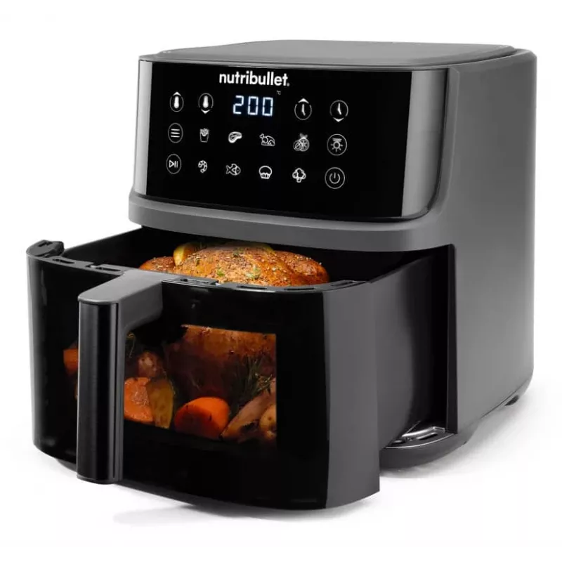 NutriBullet CrispLite Vision Single 8 L losstaand apparaat 2000 W heteluchtfriteuse zwart