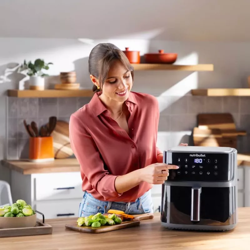 NutriBullet CrispLite Vision Single 8 L losstaand apparaat 2000 W heteluchtfriteuse zwart