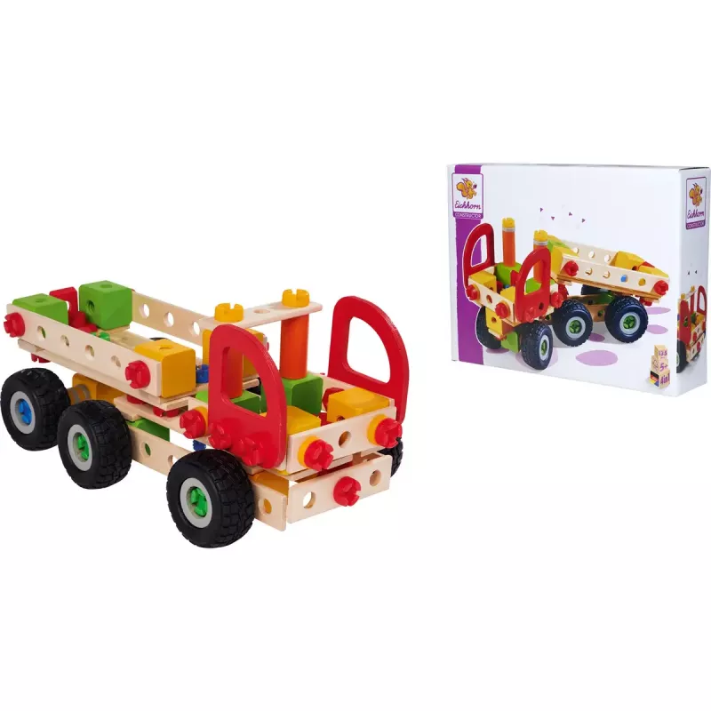 Constructiespeelgoed-set Simba-Dickie Eichhorn Constructor Trucks — 135 delen, voertuig- en blokelementen om te bouwen
