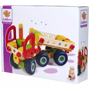 Constructiespeelgoed-set Simba-Dickie Eichhorn Constructor Trucks — 135 delen, voertuig- en blokelementen om te bouwen