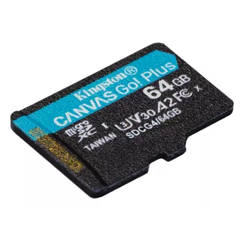 Kingston Technology 64GB microSDXC Canvas Go Plus Gen4 200R A2 U3 single pack zonder ADP