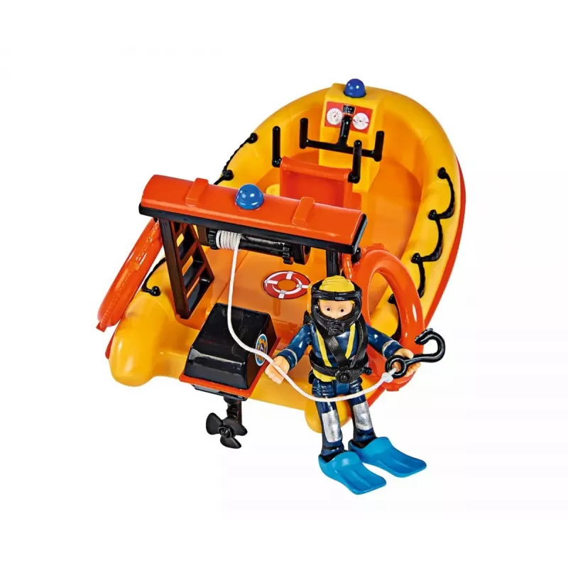 Speelgoedboot Simba-Dickie Fireman Sam Neptunus-boot met figuur – speelvoertuig