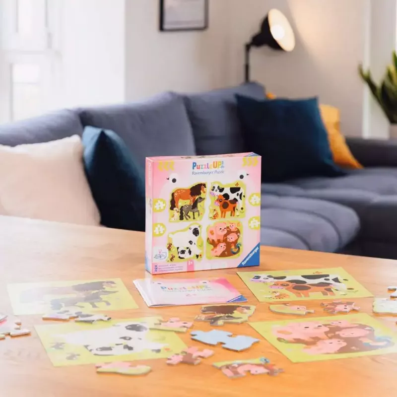 Puzzel Ravensburger UP! Boerderijdieren – progressieve set 4, 6, 8, 10 stukjes