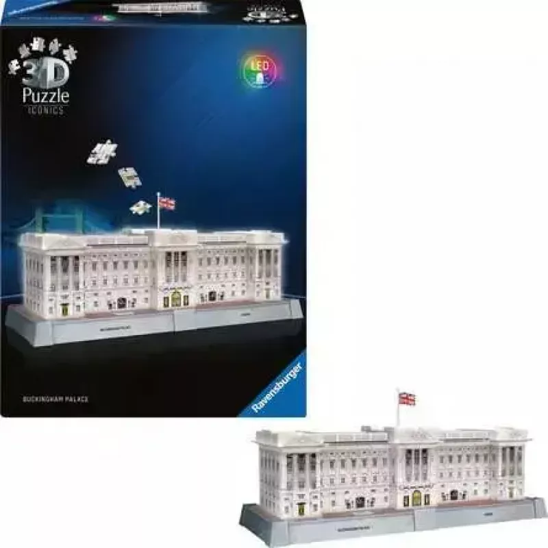 3D-puzzel Ravensburger Iconics Buckingham Palace met licht, 216 stukjes