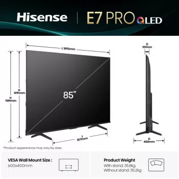 Hisense 85E77Q PRO 2,16 m (85 inch) 4K Ultra HD Smart TV Wi-Fi zwart